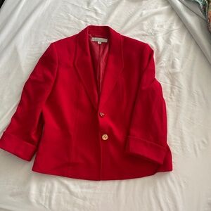 Tahari Red Blazer Gold Buttons Size 12